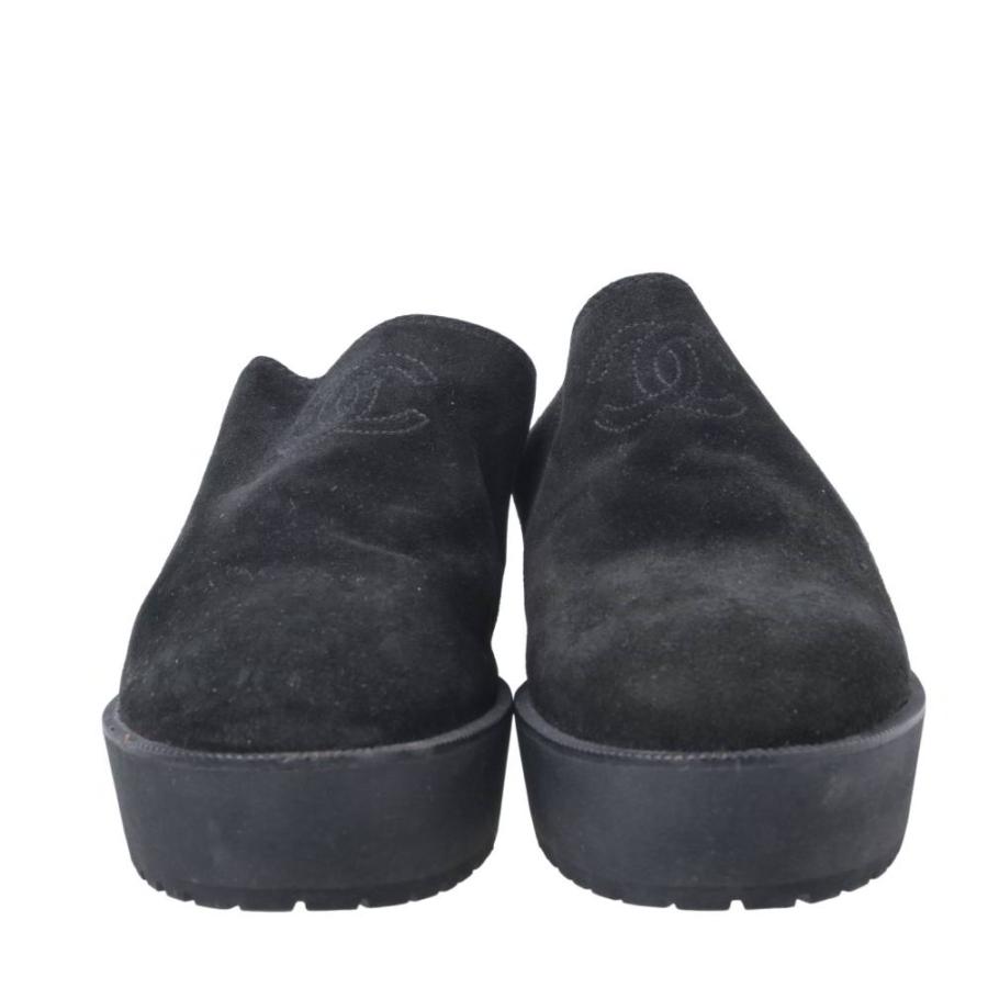 CHANEL Embroidered CC Logo Suede Mule Sandals 36