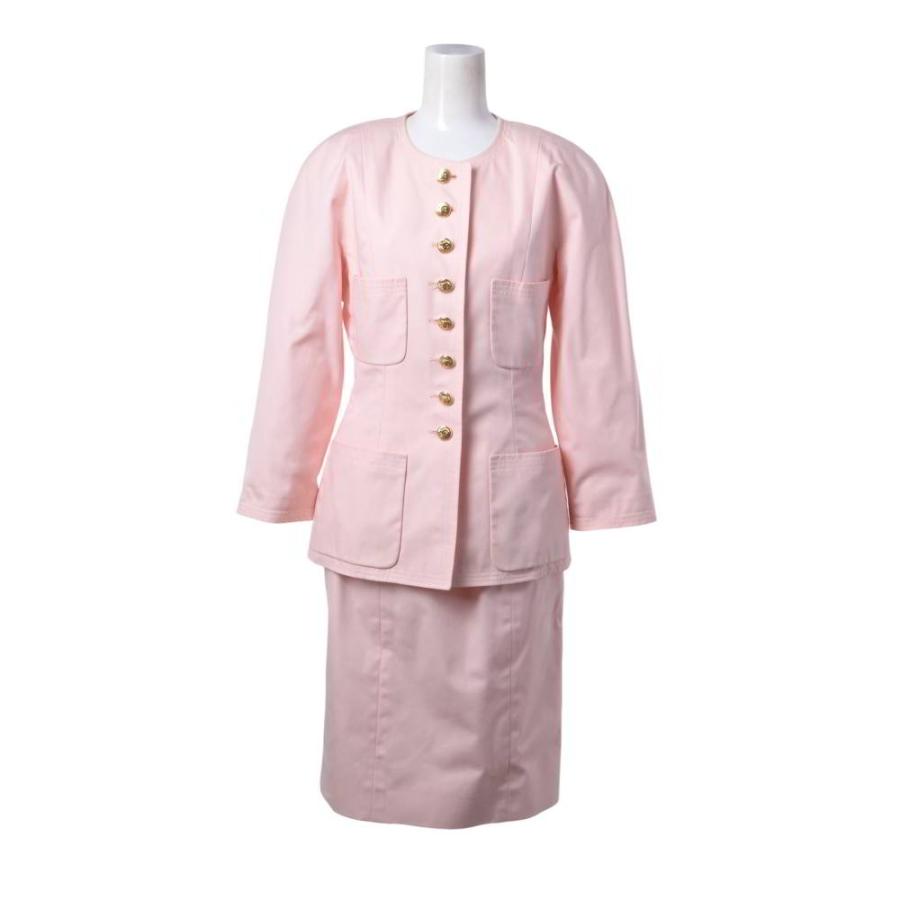 CHANEL Vintage Cotton Jacket & Skirt Set with 8 CC Logo Buttons