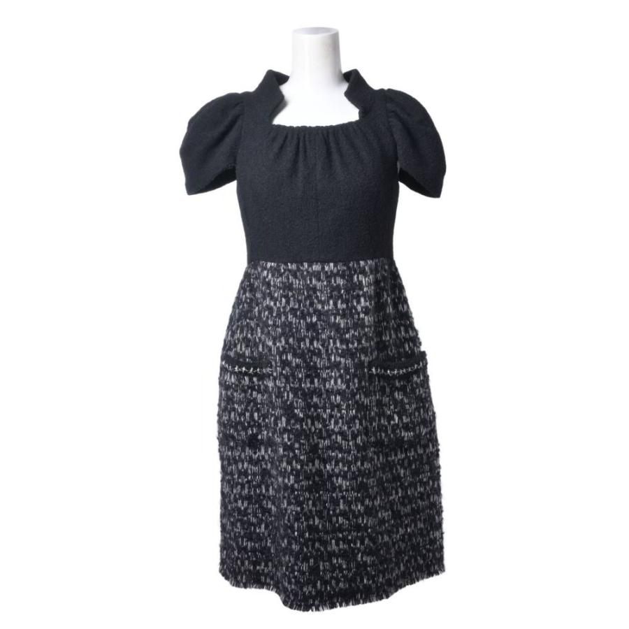 CHANEL P54583V34298 Tweed-Panel Draped Dress