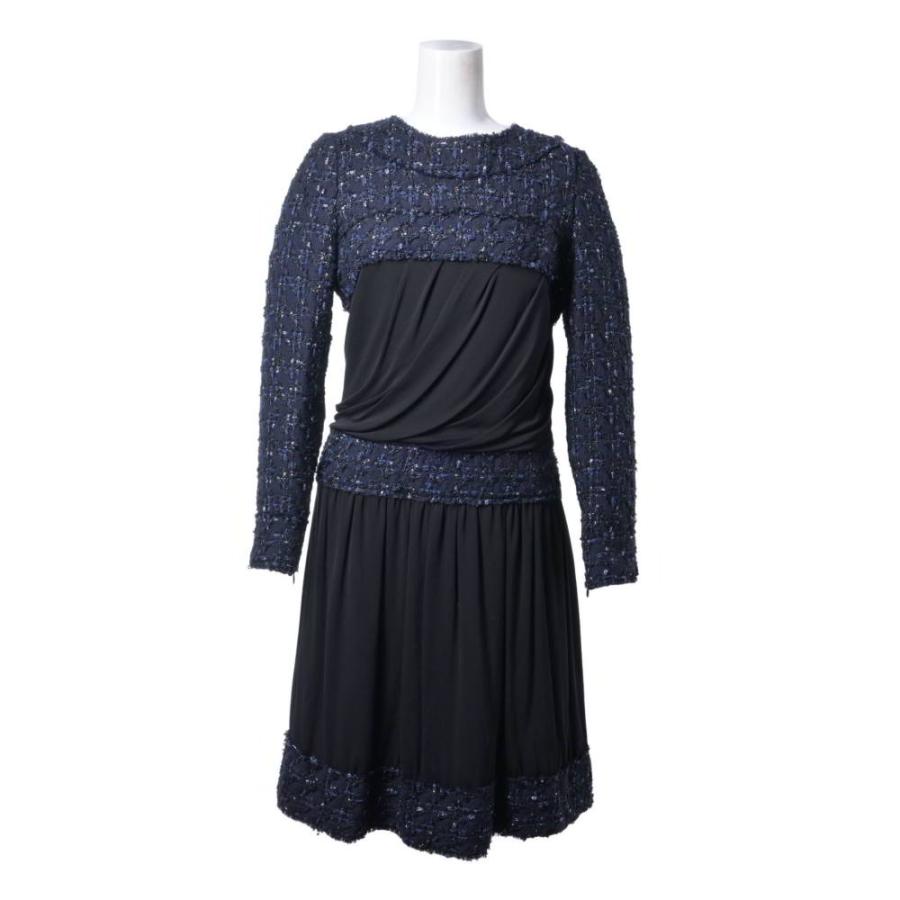 CHANEL P42239W04963 Pattern-Panel Wool Dress