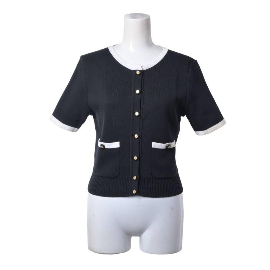 CHANEL 1990s Vintage Short-Sleeve Knit Cardigan with 9 CC Logo Buttons