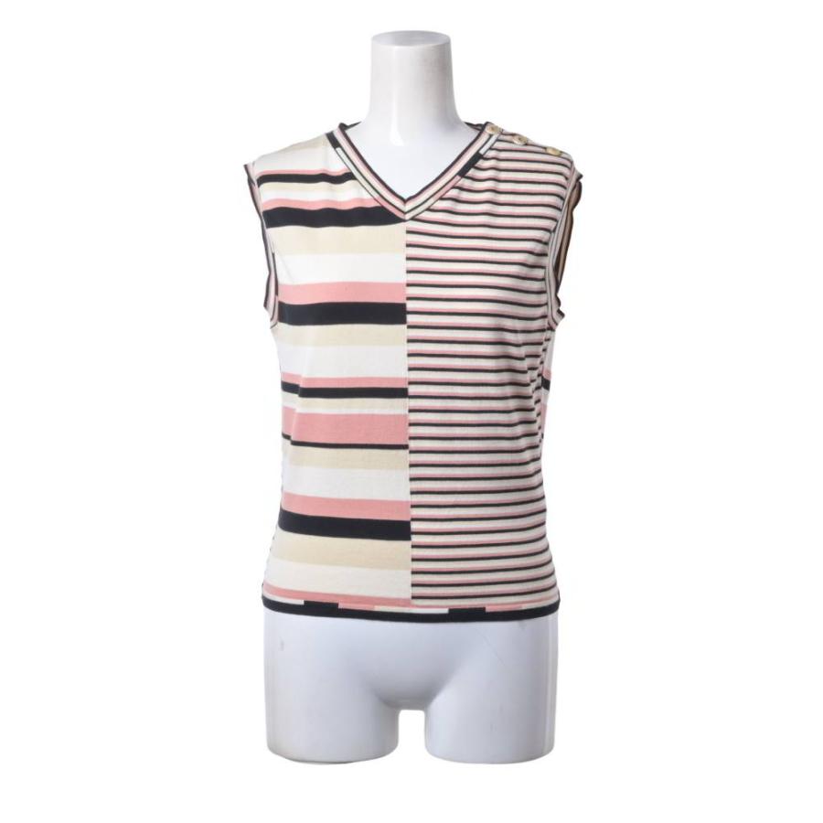 CHANEL 02P P19098V01088 Multi-Stripe Knit Vest with 3 CC Logo Buttons