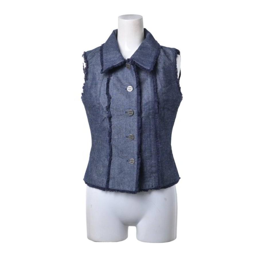 CHANEL 00C P14964V08331 Logo Button Denim Vest