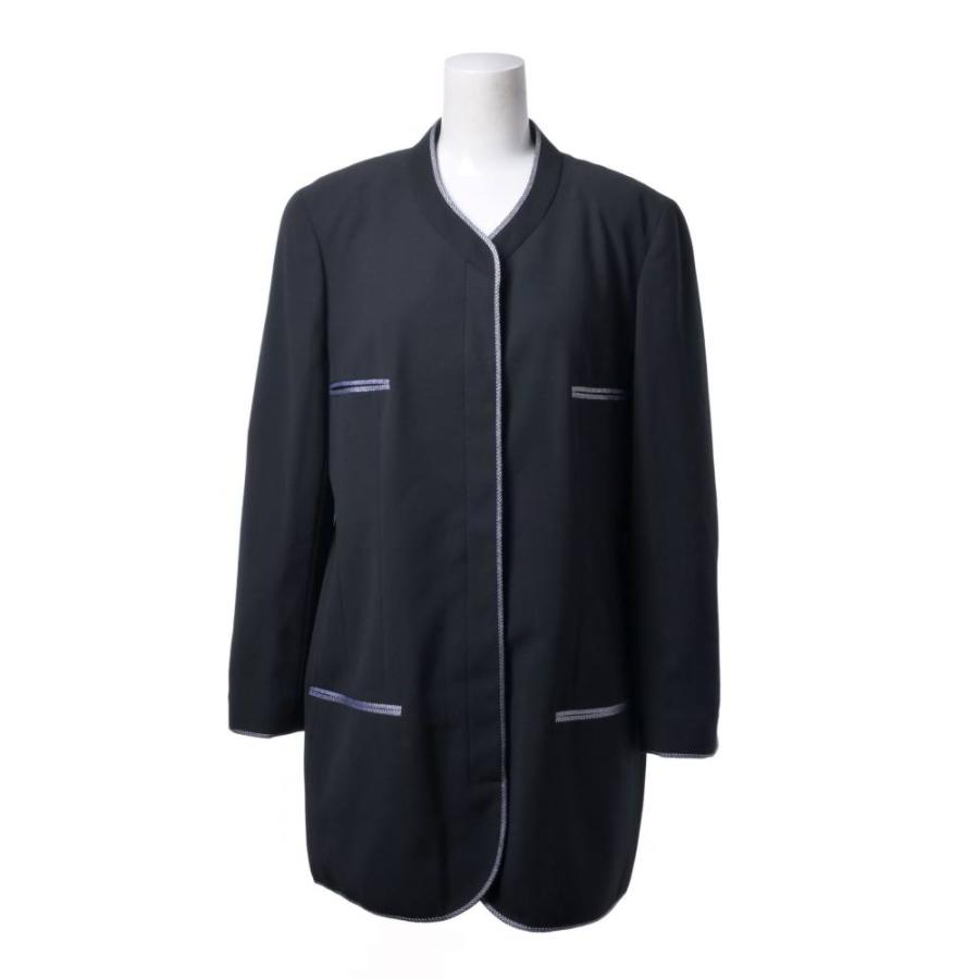 CHANEL 96P Vintage Piped Long Jacket with 6 CC Logo Buttons