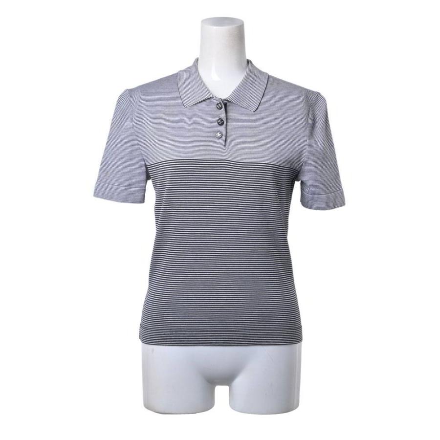 CHANEL 97C P08624V00338 Vintage Striped Polo Shirt with 3 CC Logo Buttons