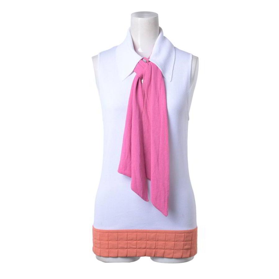 CHANEL 00T P15602V00758 Sleeveless Scarf-Detail Knit Top