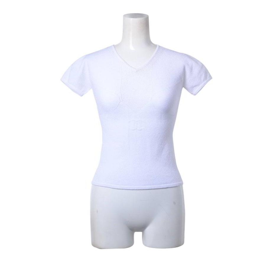 CHANEL 03P P20770V01247 CC Logo Knit Short-Sleeve Top