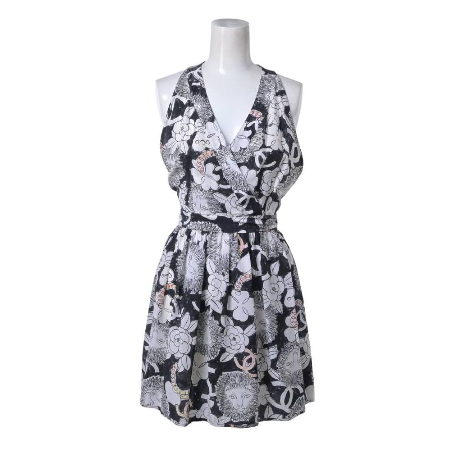 CHANEL P37612V27394 Silk Floral CC Logo Sleeveless Dress