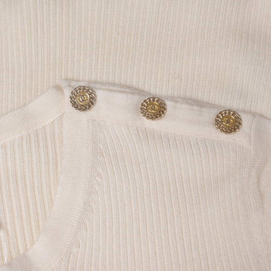 CHANEL 05A P26671V01981 Silk & Cashmere Blend Pullover Knit, Size 42, Beige