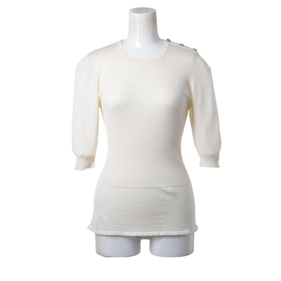 CHANEL 05A P26671V01981 Silk & Cashmere Blend Pullover Knit, Size 42, Beige