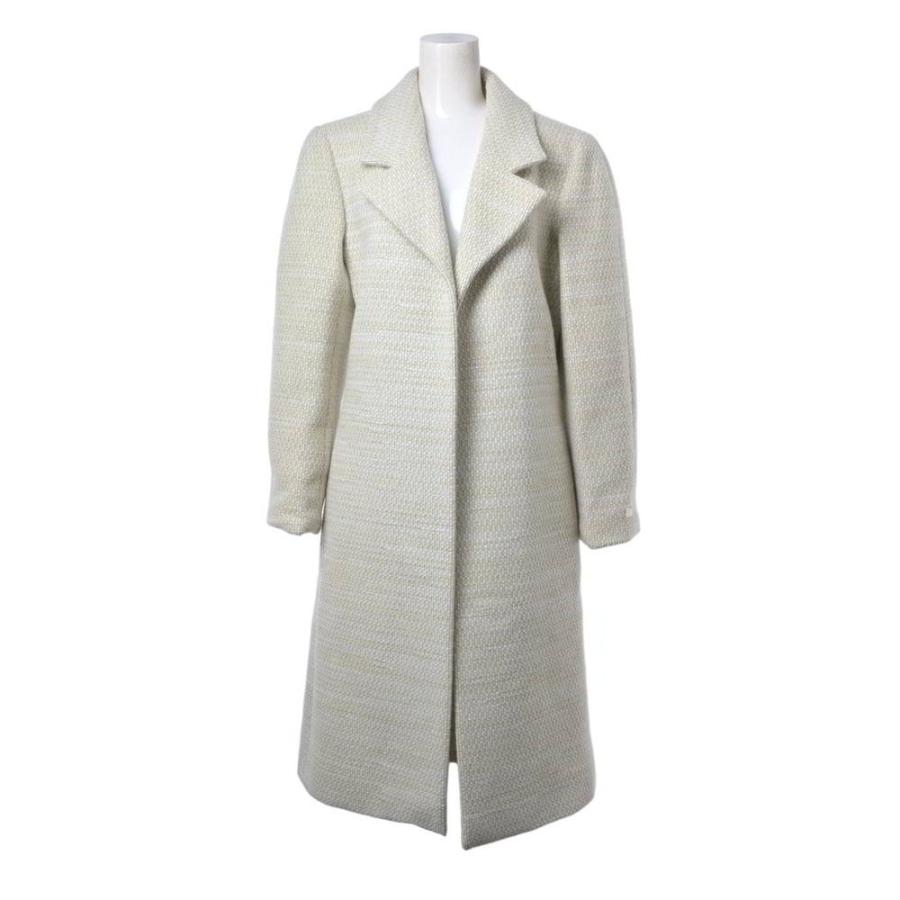 CHANEL 01A P18626V10485 Wool Mohair-Blend CC Logo Tweed Long Coat