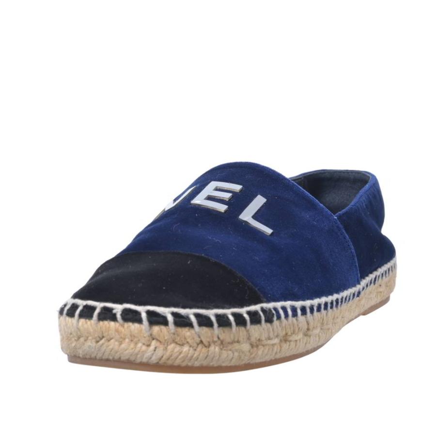 CHANEL G34012 Velvet Logo Espadrille Flats