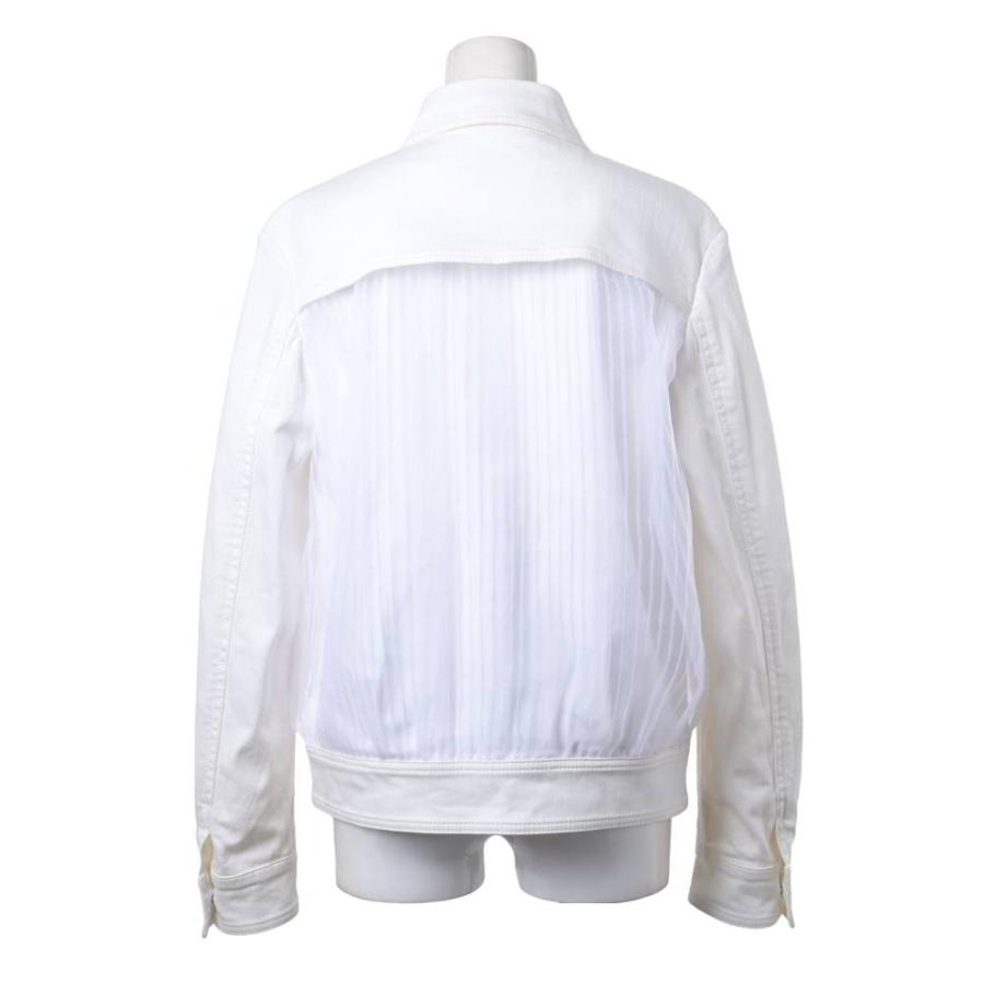 Excellent Condition CHANEL P47768W05475 Pleated Lace Denim Jacket