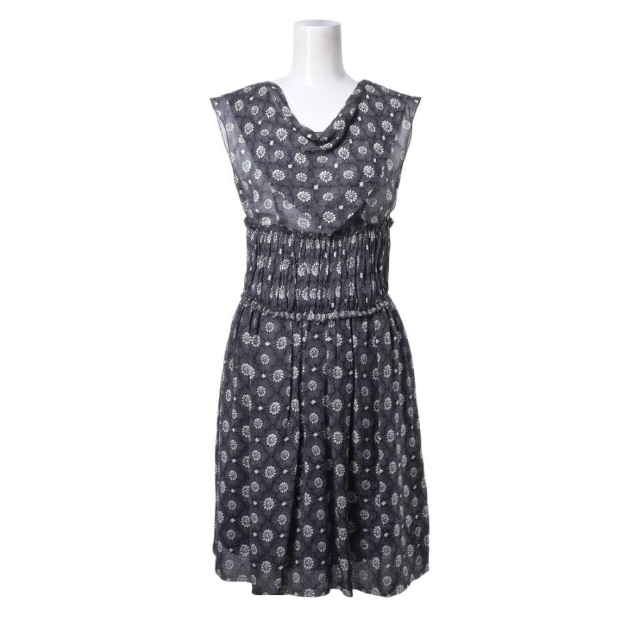 Excellent Condition CHANEL 07P P30944V21275 Camellia Print Silk Dress with CC Logo Buttons