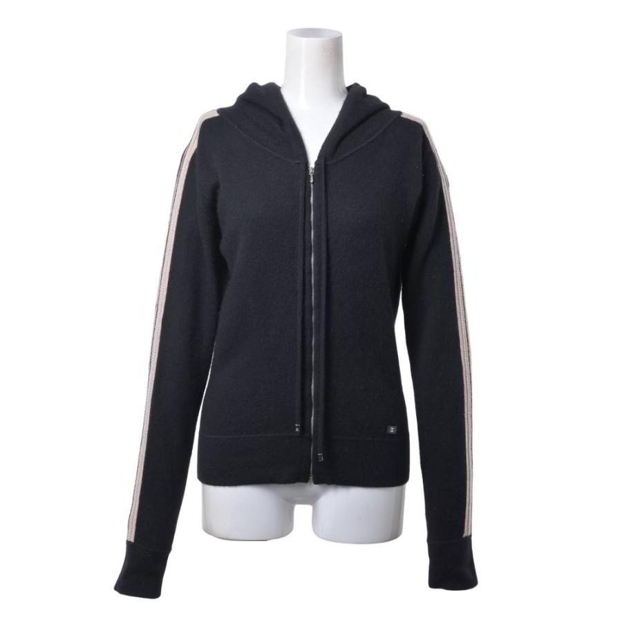 CHANEL 03A P21859V01366 Cashmere Zip-Up Hoodie with CC Logo Plate