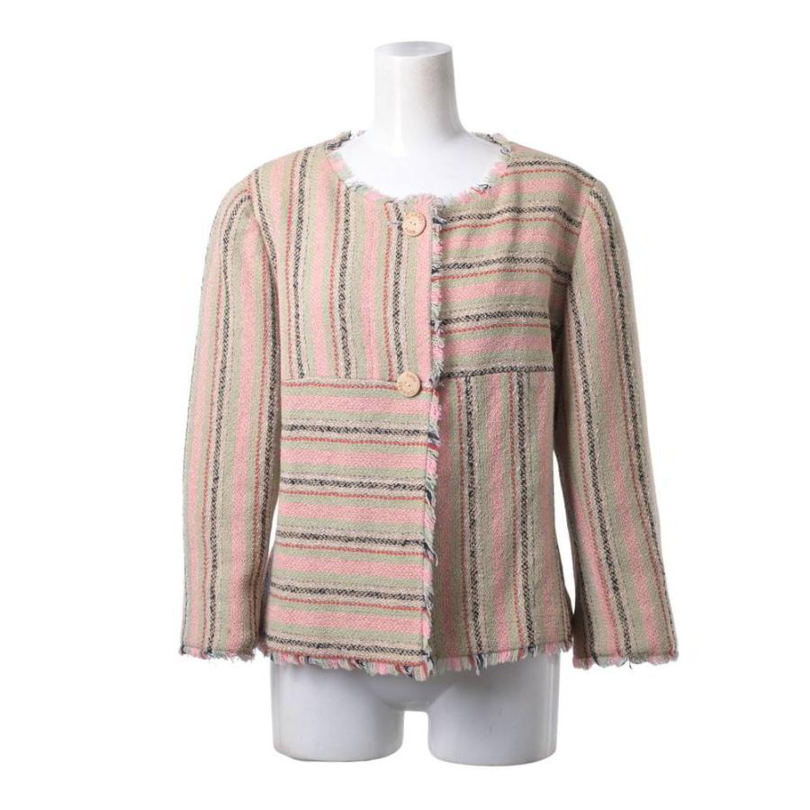 CHANEL 00C P15039W02585 Striped Tweed Collarless Jacket