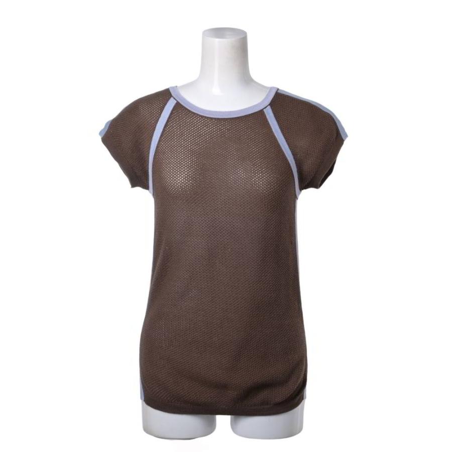 Excellent Condition CHANEL 03P P20832W03128 Coco Mark Patch Mesh Short-Sleeve Knit Top