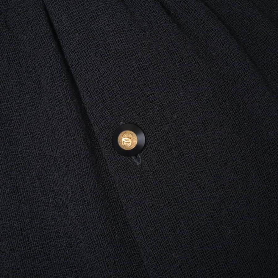 Excellent Condition CHANEL Vintage Wool Dress with Two CC Logo Buttons