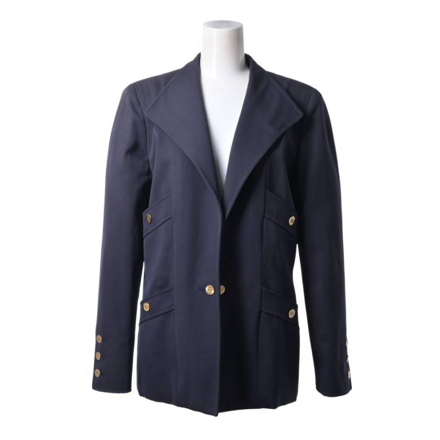 CHANEL Vintage Wool Tailored Jacket with 11 CC Logo Buttons, Size 36, Black MEASUREMENTS