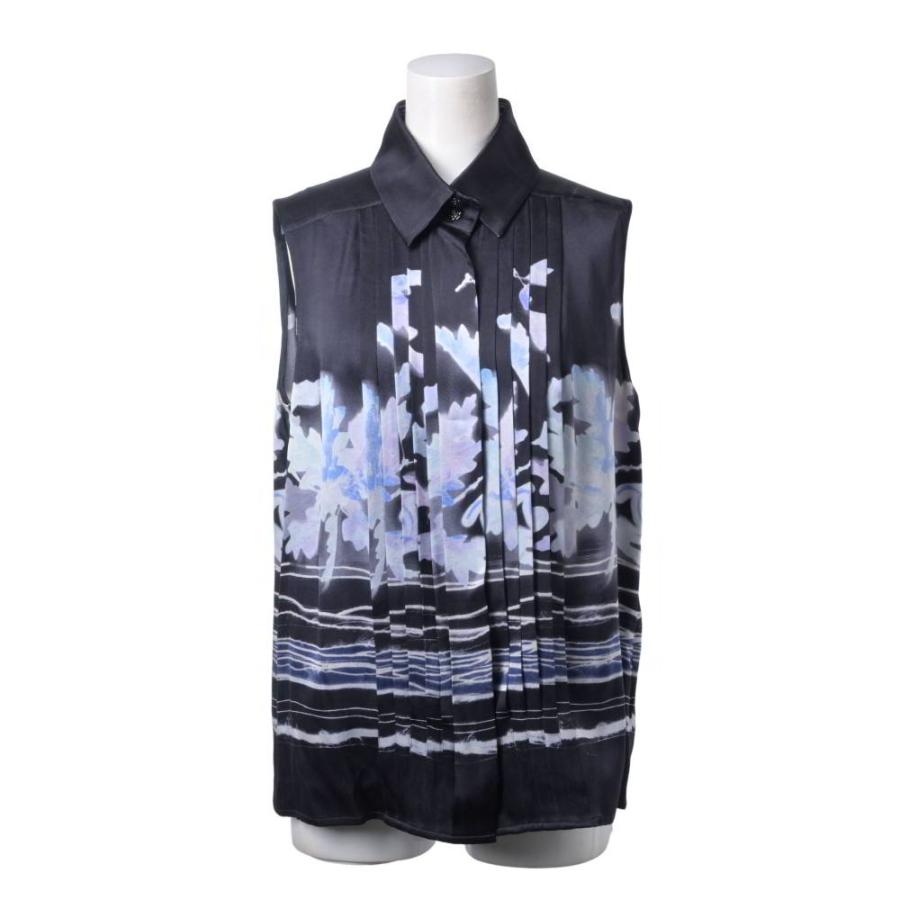 CHANEL 06P P28195V18020 Coco Mark-Print Silk Sleeveless Top