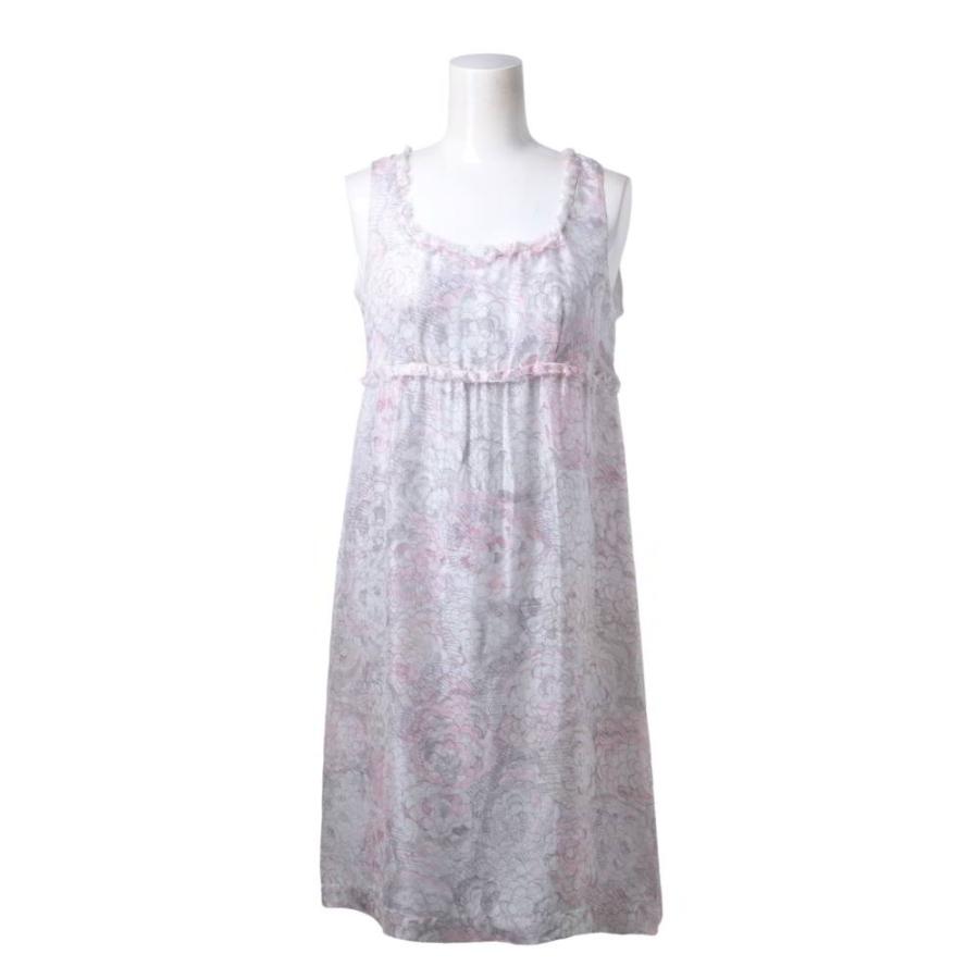 Excellent Condition CHANEL P37791V27398 Camellia-Print Silk Dress