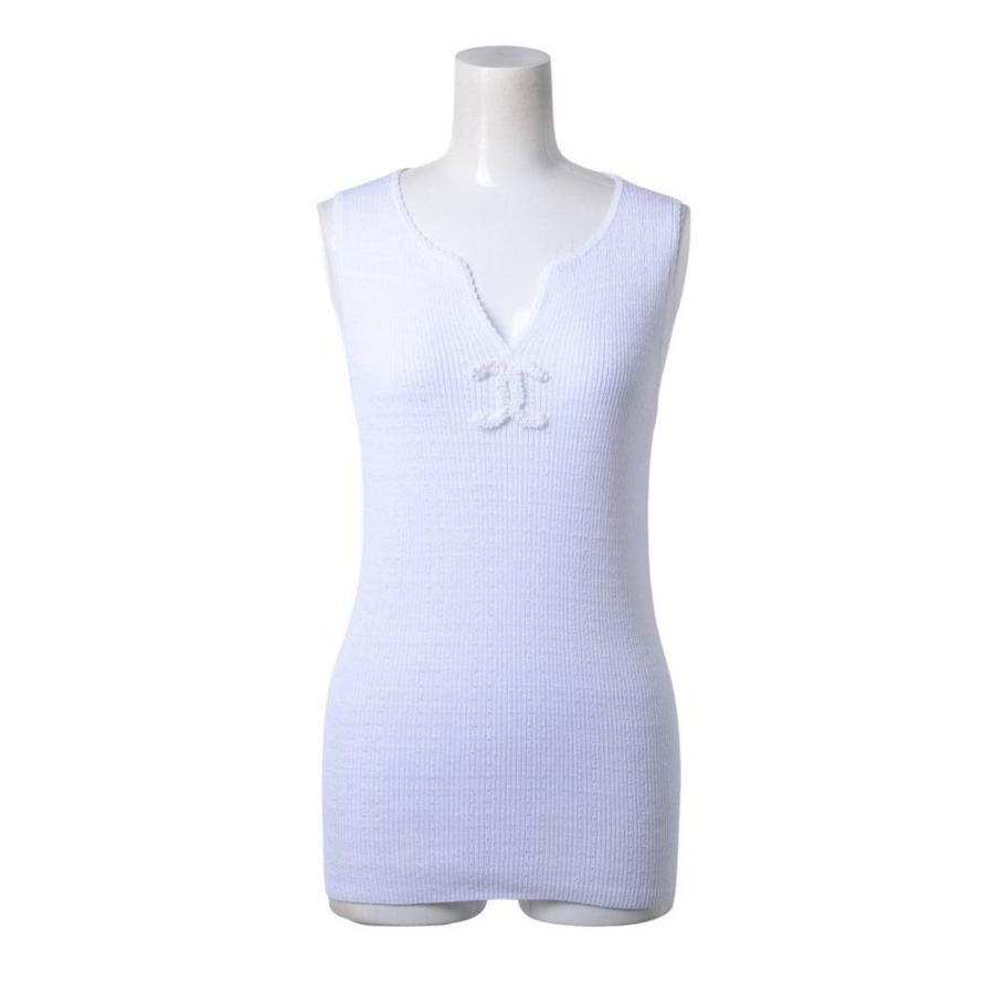 Excellent Condition CHANEL 09P P35343K02061 Cotton-Nylon Knit Vest with Coco Mark