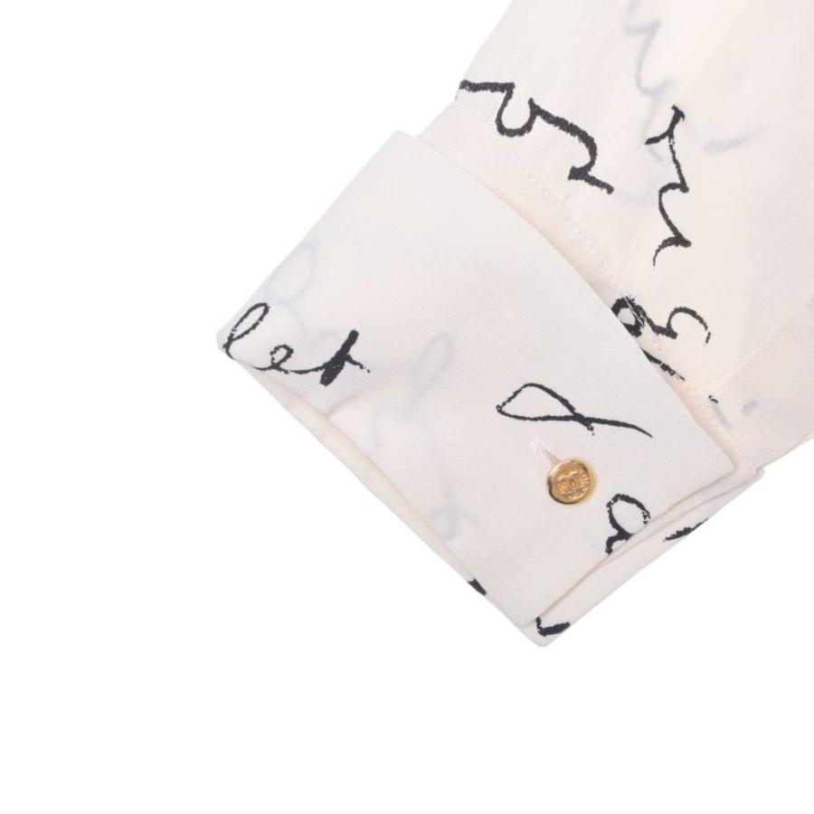 CHANEL Vintage Logo-Print Silk Blouse with Bow Tie