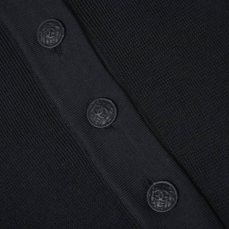 CHANEL 07P P30858K00469 Two-Tone Long-Sleeve Knit Polo Shirt