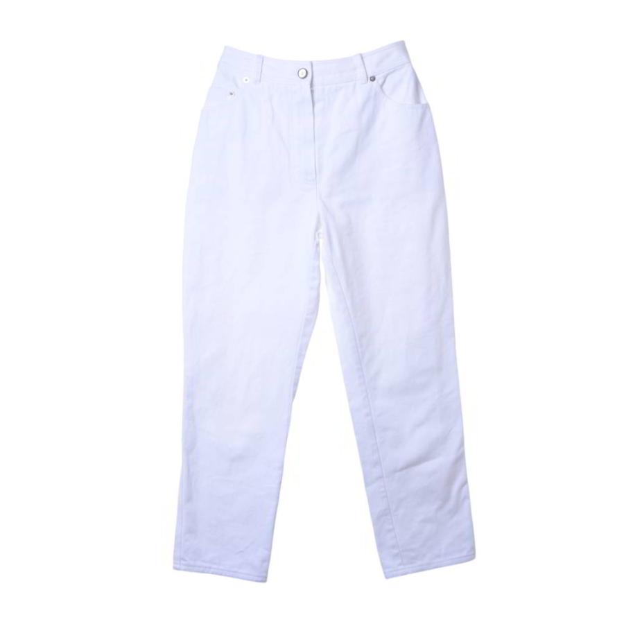 CHANEL P06534V04640 White Denim Pants with Coco Mark