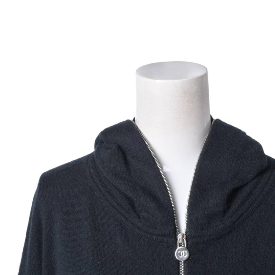 CHANEL 13P P45775K95723 Logo Patch Cashmere Zip-Up Knit Sweater