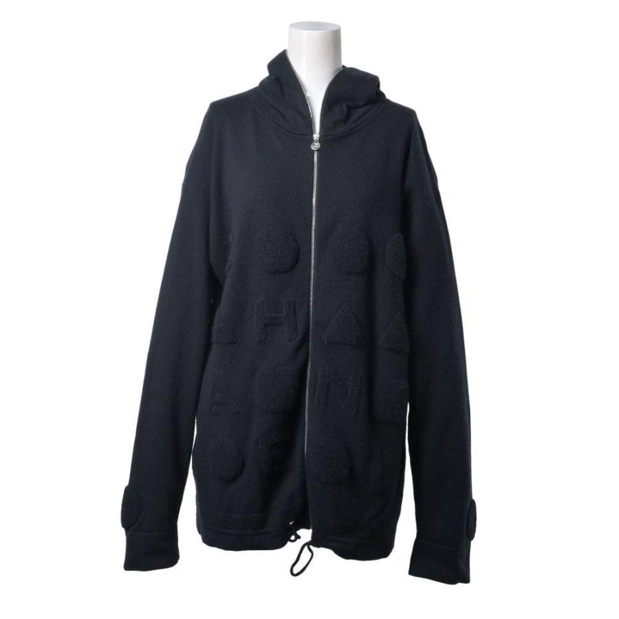 CHANEL 13P P45775K95723 Logo Patch Cashmere Zip-Up Knit Sweater