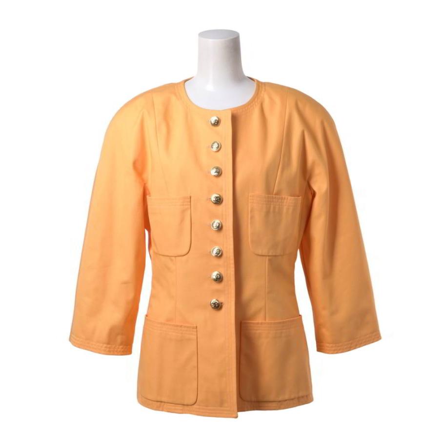 CHANEL Vintage Cotton Two-Piece Set — Jacket and Skirt with 8 Coco Mark Buttons (Excellent Condition)
