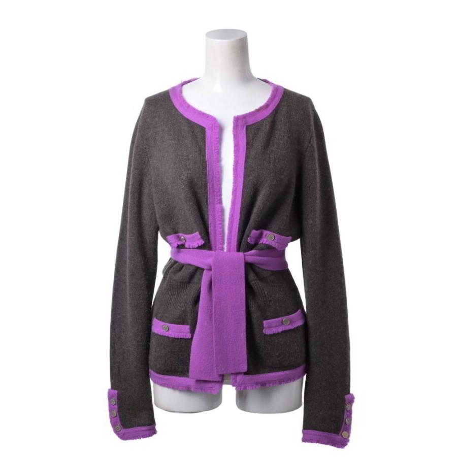 CHANEL 06A P29721K00312 Belted Cashmere Knit Jacket with 10 Coco Mark Buttons