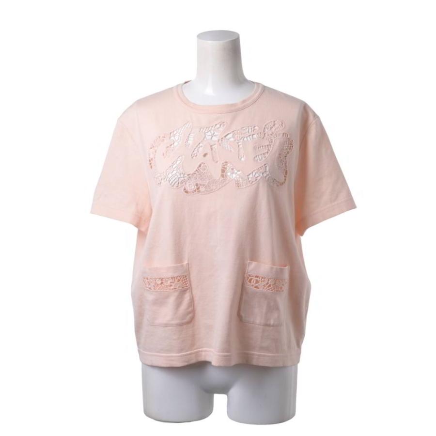 CHANEL P63109K48863 Cutwork Logo Embroidered Crew Neck T-Shirt — Excellent Condition