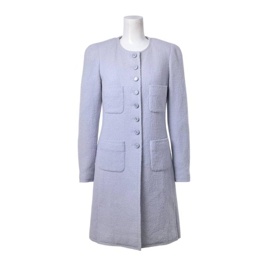 CHANEL 97P P07348V05395 Tweed Collarless Long Coat with Dress