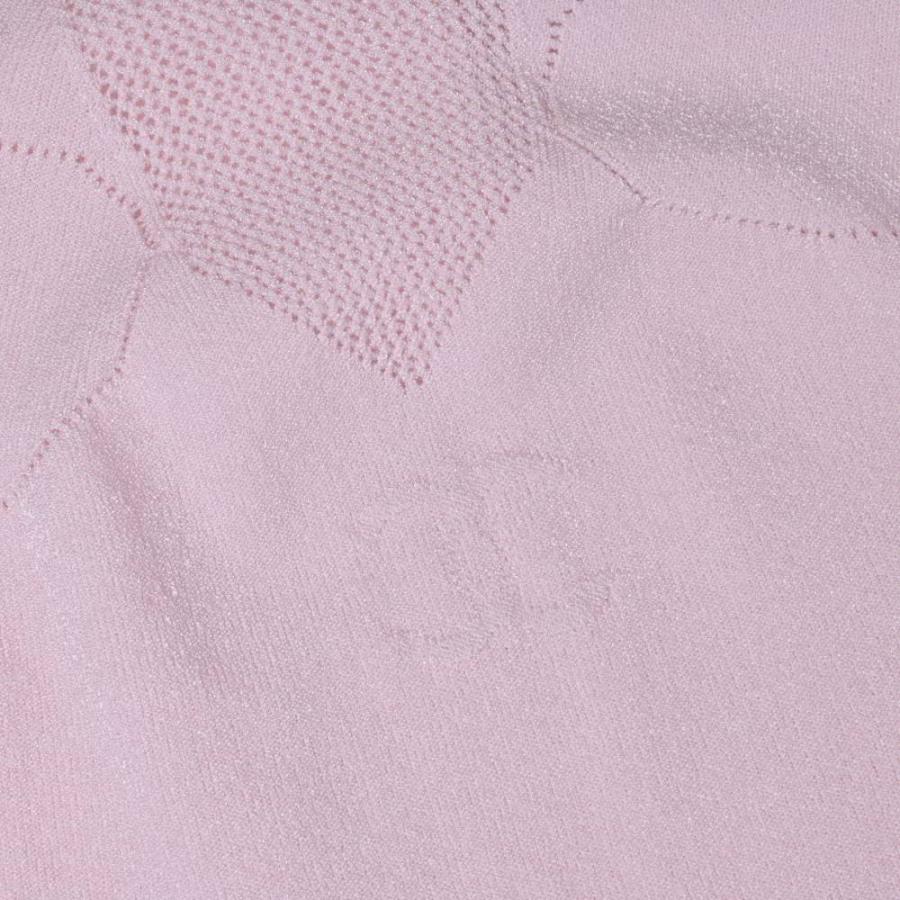 CHANEL 03P P20770V01247 Coco Mark Open-Knit V-Neck Short-Sleeve Sweater