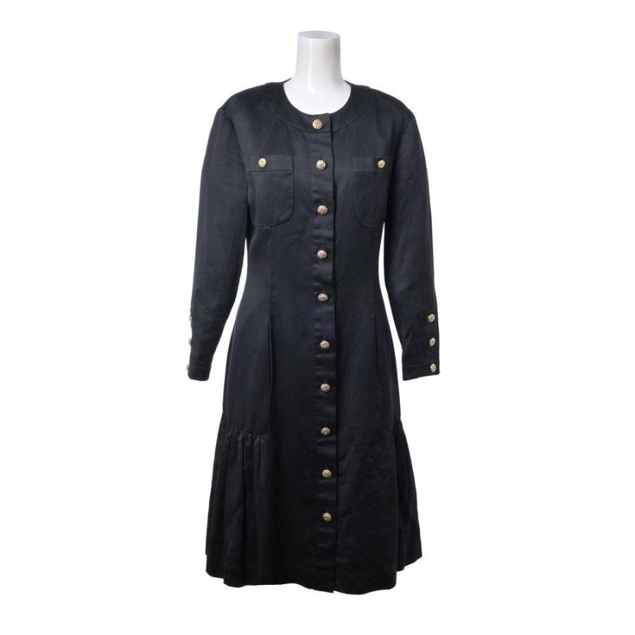 CHANEL VINTAGE 23317 Collarless Pleated Long Dress