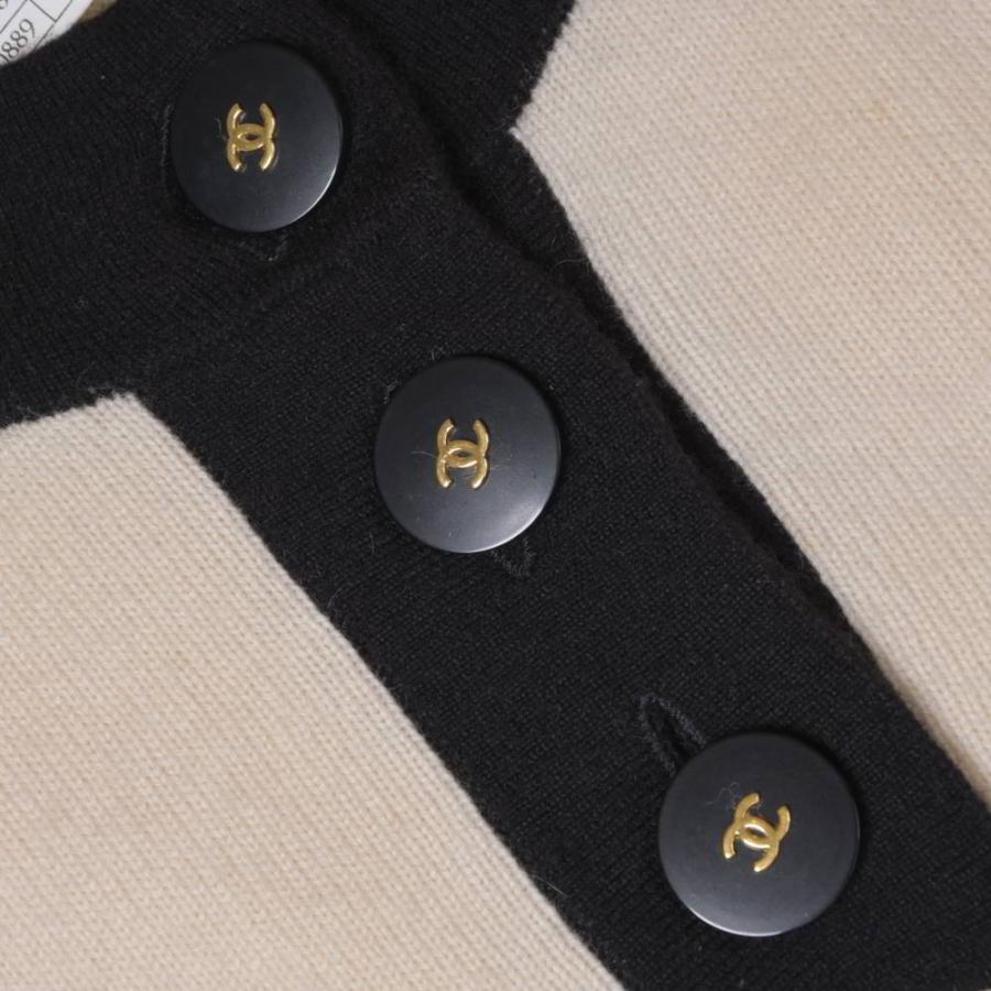 CHANEL 97C P08584V00332 Vintage Two-Tone Knit Dress with 3 Coco Mark Buttons — Excellent Condition