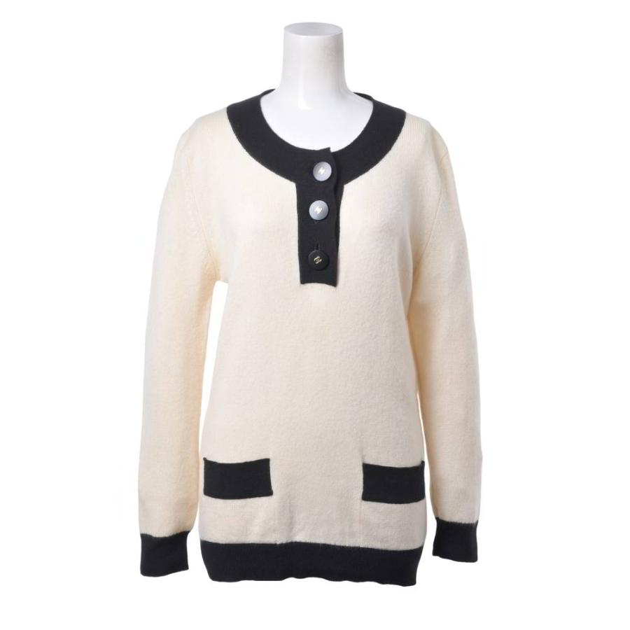 CHANEL 97C P08584V00332 Vintage Two-Tone Knit Dress with 3 Coco Mark Buttons — Excellent Condition